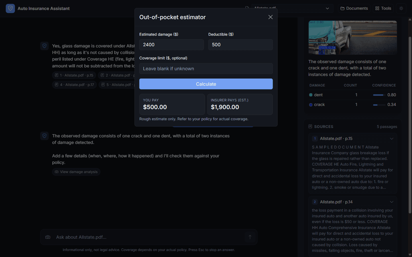 InsurAsst vehicle damage estimator
